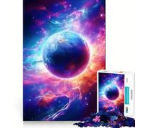 Surreal Galaxy Planet Neon Jigsaw Puzzles 1000 Pieces for Adults Memory Boost Warm Time Image Assembly Fine Art Piece (38x26cm)
