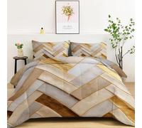 Surreal Geometric Herringbone Patterns Premium Reversible Duvet Set - Printed Bedding - Soft & Hypoallergenic Coverless Duvet - Stylish Double-Sided Design for Bedroom Decor, 135 x 200 cm, Cream