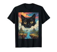 Surreal Giant Black Cat Clouds Fantasy Landscape T-Shirt