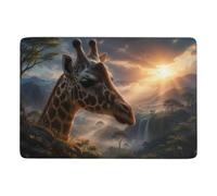 Surreal Giraffe Landscape Double Exposure Rug 150 x 100 cm, Soft Short Pile | Living room rug for winter interiors, soft underfoot feel; for bedroom and living room
