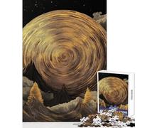 Surreal Golden Tree Ring Landscape Jigsaw Puzzles 1000 Piece for Adults Enhance Focus for Better Performance Quiet Soothing Playtime Fun (38x26cm)