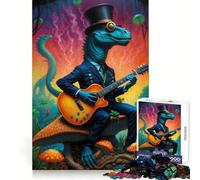 Surreal Guitar Dino 1000 Pieces Jigsaw Puzzles for Teenagers Cognitive Toy Gentle Leisure Pattern Assembly Fine Art Piece (38x52cm)