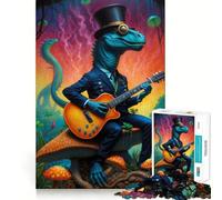 Surreal Guitar Dino 1000 Pieces Jigsaw Puzzles for Teenagers Cognitive Toy Gentle Leisure Pattern Assembly Fine Art Piece (38x52cm)