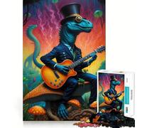 Surreal Guitar Dino Teenagers 1000 Piece Jigsaw Puzzle Memory Gain Light Relax Design Assembly Wall Art Decor (50x75cm)