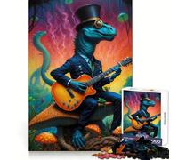 Surreal Guitar Dino Teenagers 1000 Piece Jigsaw Puzzle Memory Gain Light Relax Design Assembly Wall Art Decor (50x75cm)