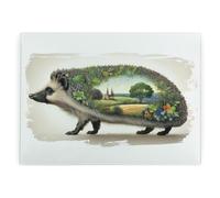 Surreal Hedgehog Glass Worktop Protector - Landscapes & Countryside Animals Gifts - Smooth Kitchen Chopping/Cutting Board Worktop Saver with Non-Slip Feet 39cm x 28.5cm (15" x 11")