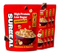 Surreal High Protein Low Sugar Granola - 13g Protein Vegan Snack or Breakfast Cereal - High Fibre, Plant-Based Granola Clusters 300 g (8 Packs, Chocolate & Hazelnut)