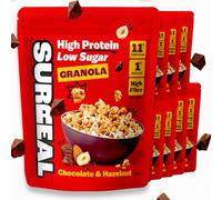 Surreal High Protein Low Sugar Granola - Chocolate & Hazelnut | 11g Protein Vegan Snack or Breakfast Cereal | High Fibre, Plant-Based Granola Clusters (300 g (Pack of 8))