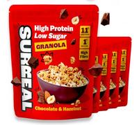 Surreal High Protein Low Sugar Granola - Chocolate & Hazelnut | 11g Protein Vegan Snack or Breakfast Cereal | High Fibre, Plant-Based Granola Clusters (300 g (Pack of 5))