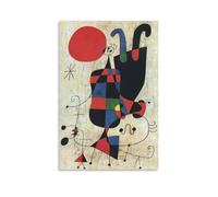 Surreal Joan Miró Painting Poster of People And Dog in Front of The Sun Posters Art Print Wall Photo Paint Poster Hanging Picture Family Decor 12x18inch(30x45cm)