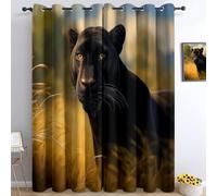 Surreal Landscape Animals Black Panther Blackout Curtains For Bedroom 3D Print Thermal Insulated Noise Reducting Eyelet Curtain Drapes 2 Panels For Living Room Kids Room Curtains W66 X L90 Inch
