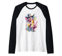 Surreal Man Pointing Graffiti Pop Portrait Graphic Art Long Raglan Baseball Tee