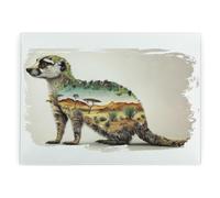 Surreal Meerkat Glass Worktop Protector - Safari Landscapes Gifts for Wild Animal Lovers - Smooth Kitchen Chopping/Cutting Board Worktop Saver with Non-Slip Feet 39cm x 28.5cm (15" x 11")