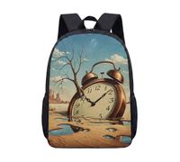 Surreal Melting Clock Growing Tree 17 Inch Backpack for Kids Students Desert Art Graphic School Bag (03)