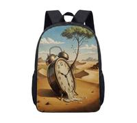 Surreal Melting Clock Growing Tree 17 Inch Backpack for Kids Students Desert Art Graphic School Bag (01)