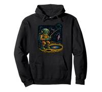 Surreal Moon Fishing Cosmic Galaxy Pullover Hoodie