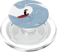 Surreal Ocean Wave Abstract Line Art Optical Illusion Sailor PopSockets PopGrip for MagSafe