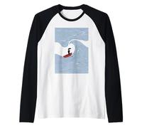 Surreal Ocean Wave Abstract Line Art Optical Illusion Sailor Raglan Baseball Tee