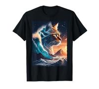 Surreal Ocean Wave Cat Aesthetic Sunset Mountain Fantasy Art T-Shirt