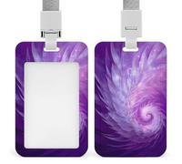 Surreal Owl Feather Spiral Pattern ID Badge Holder Retractable Clip Card Holder Card Protector Name Badge Name Tag for Work Office Doctor Nurse