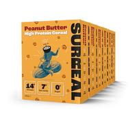 Surreal Peanut Butter - High Protein Cereal Gluten Free - Zero Sugar- Healthy Plant Based Cereal - High in Fibre - Low Carb - Vegan - 14g of Protein, 0g of Sugar - 240g per Box - 6 Pack (6 x Peanut)