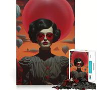 Surreal Portrait with Balloons And Red Jigsaw Puzzles 1000 Pieces for Adults Reason Skill Toy Calm Relax Exact Cut Heartfelt Gift (50x75cm)