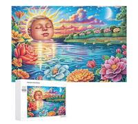Surreal Portrait with Sun And Blossoms 1000 Piece Jigsaw Puzzle for Adults Tabletop Leisure Game Attention Training Gift for Daily Use 1000 PCS