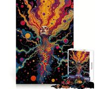 Surreal Psychedelic Woman in Cosmos Puzzles for Adults 1000 Pieces Brain Challenge Toy Calm Mind Clear Cut Art Collection Piece (38x52cm)
