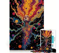 Surreal Psychedelic Woman in Cosmos Teenagers 1000 Piece Jigsaw Puzzle Mind Exercise Toy Group Play Precision Cut Festival Gift (50x75cm)