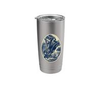 Surreal Rabbit Art with Japanese Wave Hare Portrait Stainless Steel Insulated Tumbler