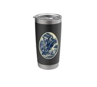 Surreal Rabbit Art with Japanese Wave Hare Portrait Stainless Steel Insulated Tumbler