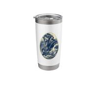 Surreal Rabbit Art with Japanese Wave Hare Portrait Stainless Steel Insulated Tumbler