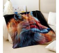 Surreal Radiant Colorful Fox Printed Flannel Blanket, Stunning Design for Cozy Sofa and Bed Use Ideal for Kids and Adults (01,200x200cm)