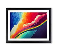 Surreal Rainbow Clouds Vol.1 Abstract Framed Print | A2 Black Framed Wall Art | Ready to Hang | Surrealist Landscape Picture | Living Room Bedroom Lounge Office