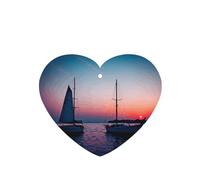 Surreal Sailboat Pattern Car Air Fresheners 4 Pcs Heart Shape Hanging Aromatherapy Tablets Scented Fresheners For Bedroom Bathroom
