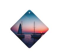 Surreal Sailboat Pattern Car Air Fresheners 6 Pcs Square Hanging Aromatherapy Tablets Scented Fresheners For Bedroom Bathroom