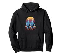 Surreal Skeletons Walking Retro Sunset Art Pullover Hoodie