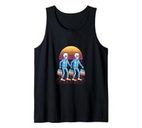 Surreal Skeletons Walking Retro Sunset Art Tank Top
