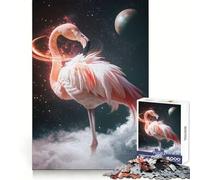 Surreal Space Flamingo 1000 Piece Jigsaws for Teenagers Puzzle Brain Workout Toy Calm Escape Art Assembly Thoughtful Gift (38x52cm)