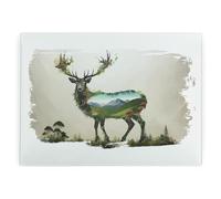 Surreal Stag Glass Worktop Protector - Landscapes & Countryside Animals Gifts - Smooth Kitchen Chopping/Cutting Board Worktop Saver with Non-Slip Feet 39cm x 28.5cm (15" x 11")