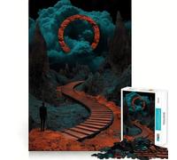 Surreal Stairway to The Sky Teenagers 1000 Piece Jigsaw Puzzle Mind Exercise Toy Group Play Precision Cut Festival Gift (50x75cm)
