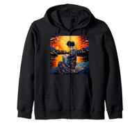 Surreal Starry Night Japanese Geisha Zip Hoodie