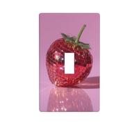Surreal Strawberry Red Disco Ball Light Switch Cover Decorative Single Toggle 1 Gang Wall Plate for Kitchen Farmhouse Bedroom Bathroom Art Decor