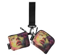 Surreal Style Girl Women's Card Cases Change Holder Small Portable Zipper Wristlet Wallet with Keychain for Woman 2 Pcs case para tarjetas de credito