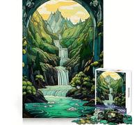 Surreal Sunset Waterfall 1000 Piece Jigsaw Puzzles for Adults Jigsaw Mental Toy Soothing Fun Premium Cut Birthday Gift (38x52cm)
