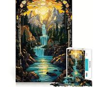 Surreal Sunset Waterfall 1000 Pieces Jigsaw Puzzles for Teenagers Cognitive Toy Gentle Leisure Pattern Assembly Fine Art Piece (50x75cm)