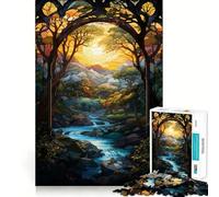 Surreal Sunset Waterfall Jigsaw Puzzle 1000 Piece for Adults Strong Logic Toy Anxiety Relief Clear Edge Festival Gift (38x52cm)