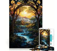 Surreal Sunset Waterfall Jigsaw Puzzle 1000 Piece for Adults Strong Logic Toy Anxiety Relief Clear Edge Festival Gift (38x26cm)