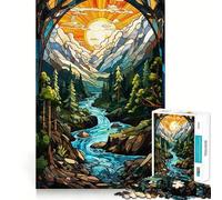 Surreal Sunset Waterfall Jigsaw Puzzle for Adults 1000 Pieces Think Smart Toy Home Enjoy Accurate Cut Wall Art Decor (38x52cm)