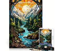 Surreal Sunset Waterfall Jigsaw Puzzle for Adults 1000 Pieces Think Smart Toy Home Enjoy Accurate Cut Wall Art Decor (38x52cm)